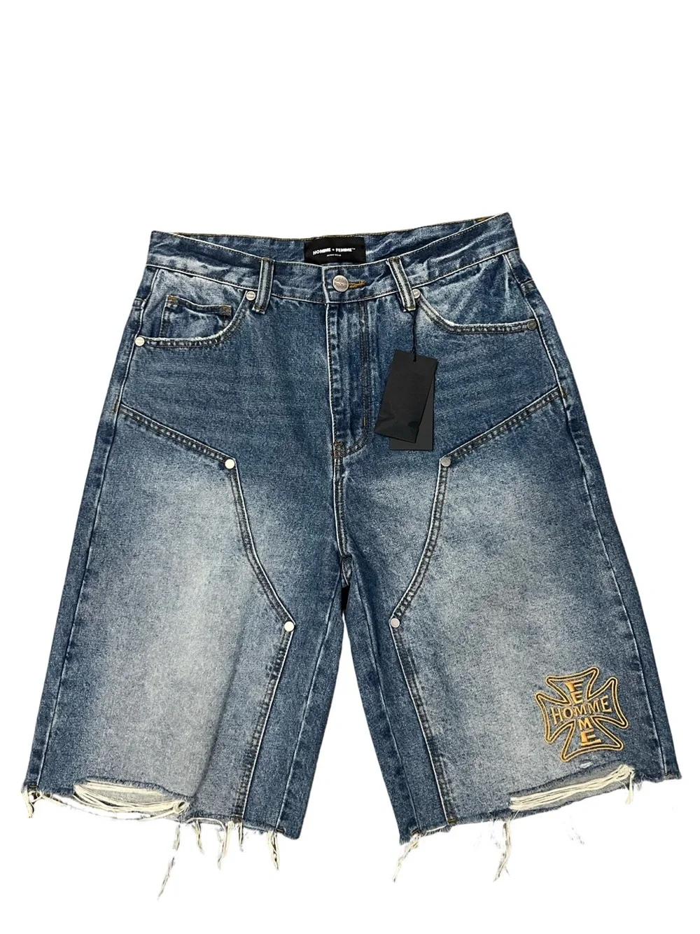 HOMME + FEMME Maison Crest Denim Shorts